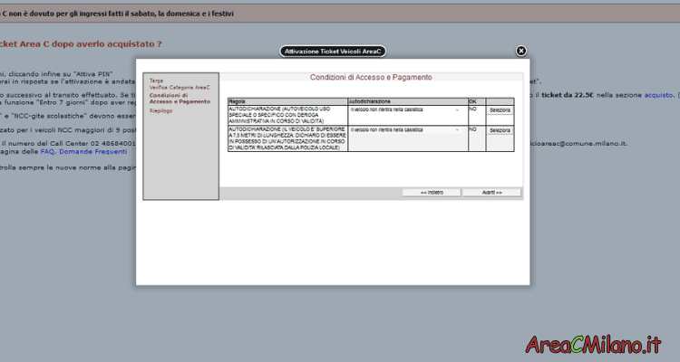 Confirm access and payment conditions